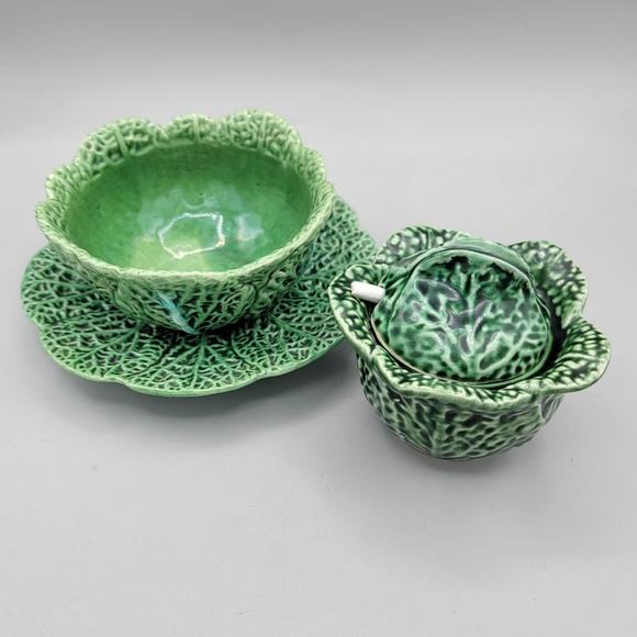 Other - Vintage Small Cabbage Soup Bowl with Spoon | Majolica Soup Tureen | Majolica Pla